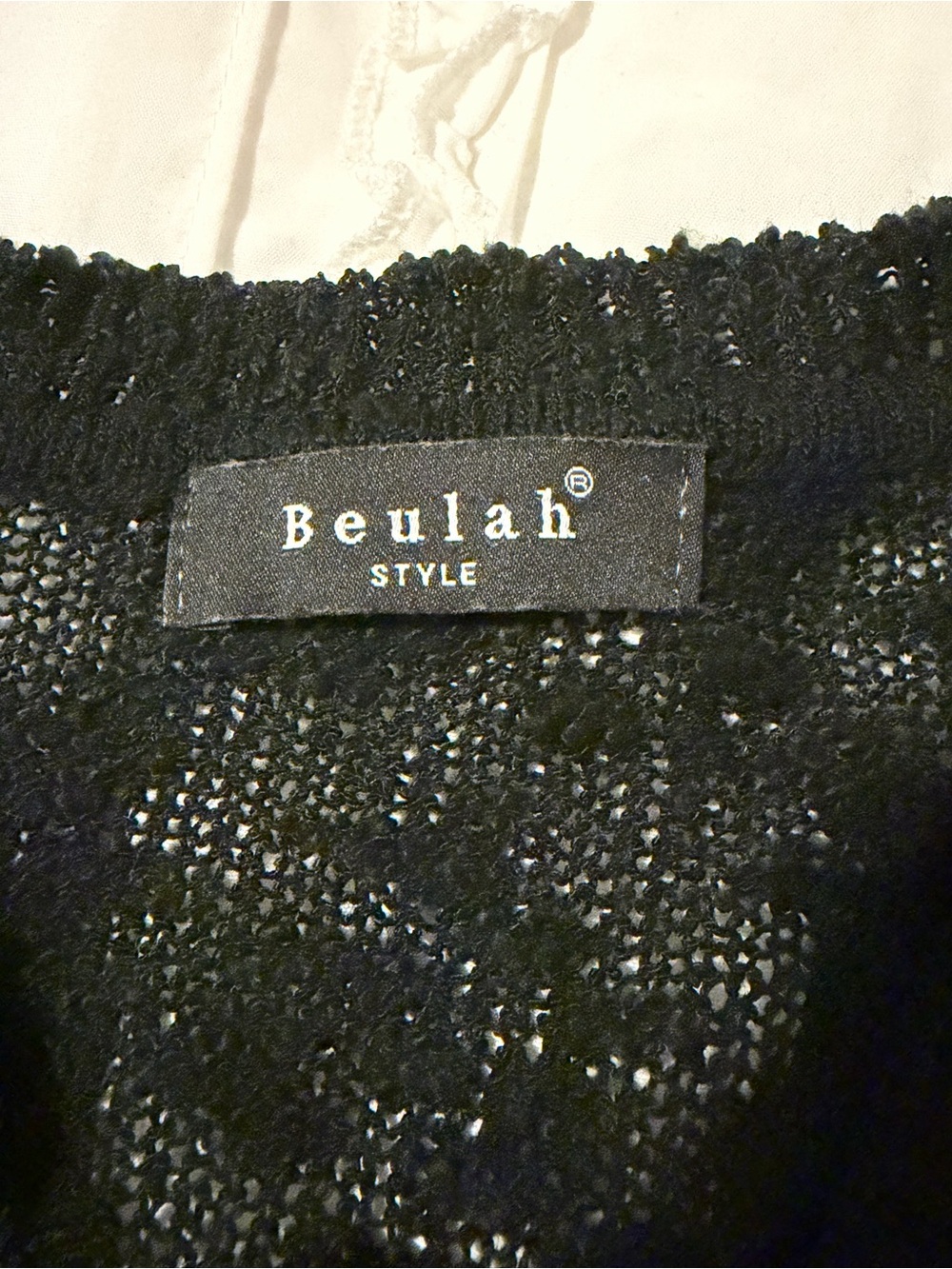 Beulah Black Lightweight V-Neck Sheer Knit Sweater - Picture 2 of 3